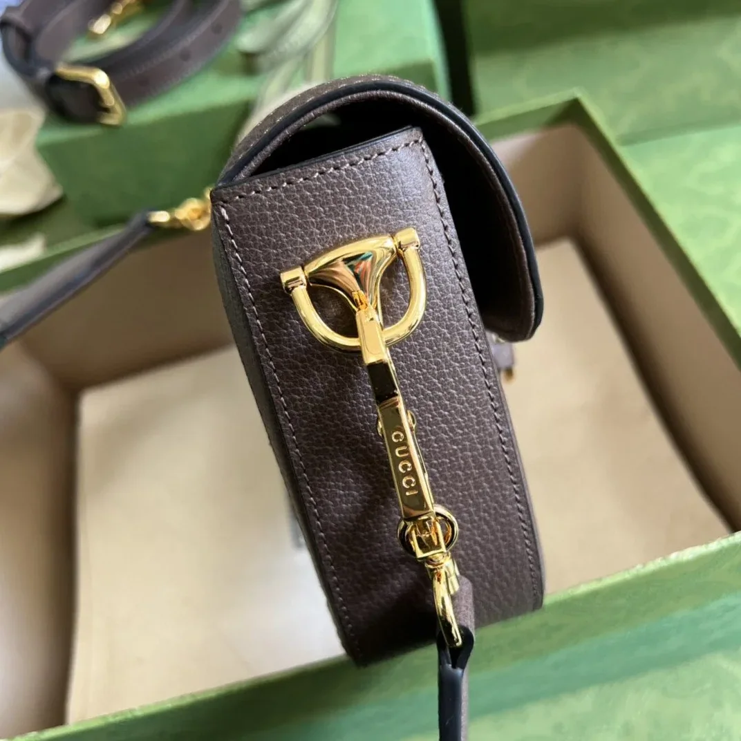 Gucci Horsebit 1955 Jumbo Mini Bag Camel And Ebony Jumbo GG Canvas /