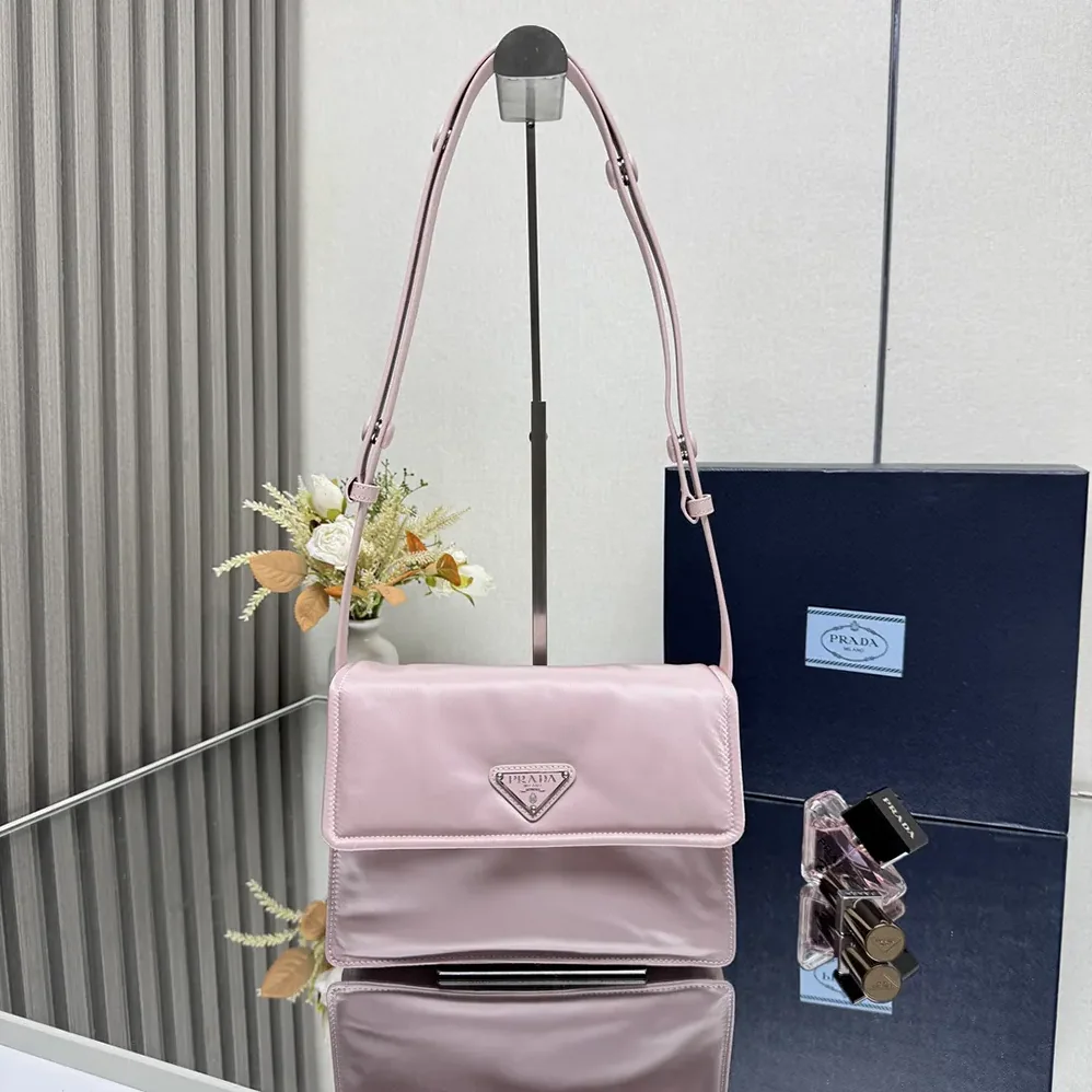 Prada Small Padded Re-Nylon Shoulder Bag for Women in Pink