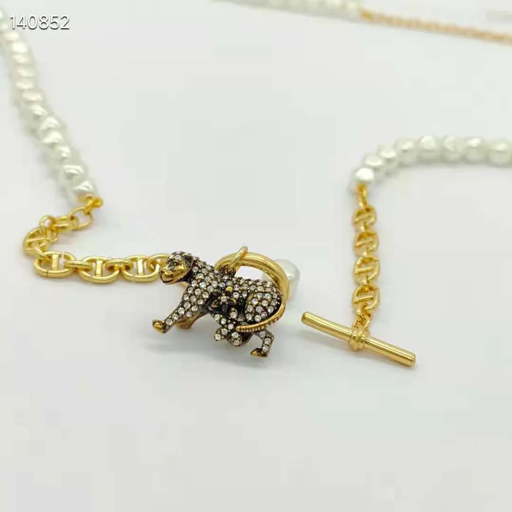 Dior Toile De Jouy Necklace Antique Gold-Finish Metal, Freshwater Pearl for Women Dior Toile De Jouy Necklace Antique Gold-Finish Metal, Freshwater Pearl for Women