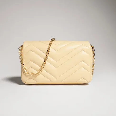 Gucci Marmont Mini Shoulder Bag in Light Yellow Gold Hardware
