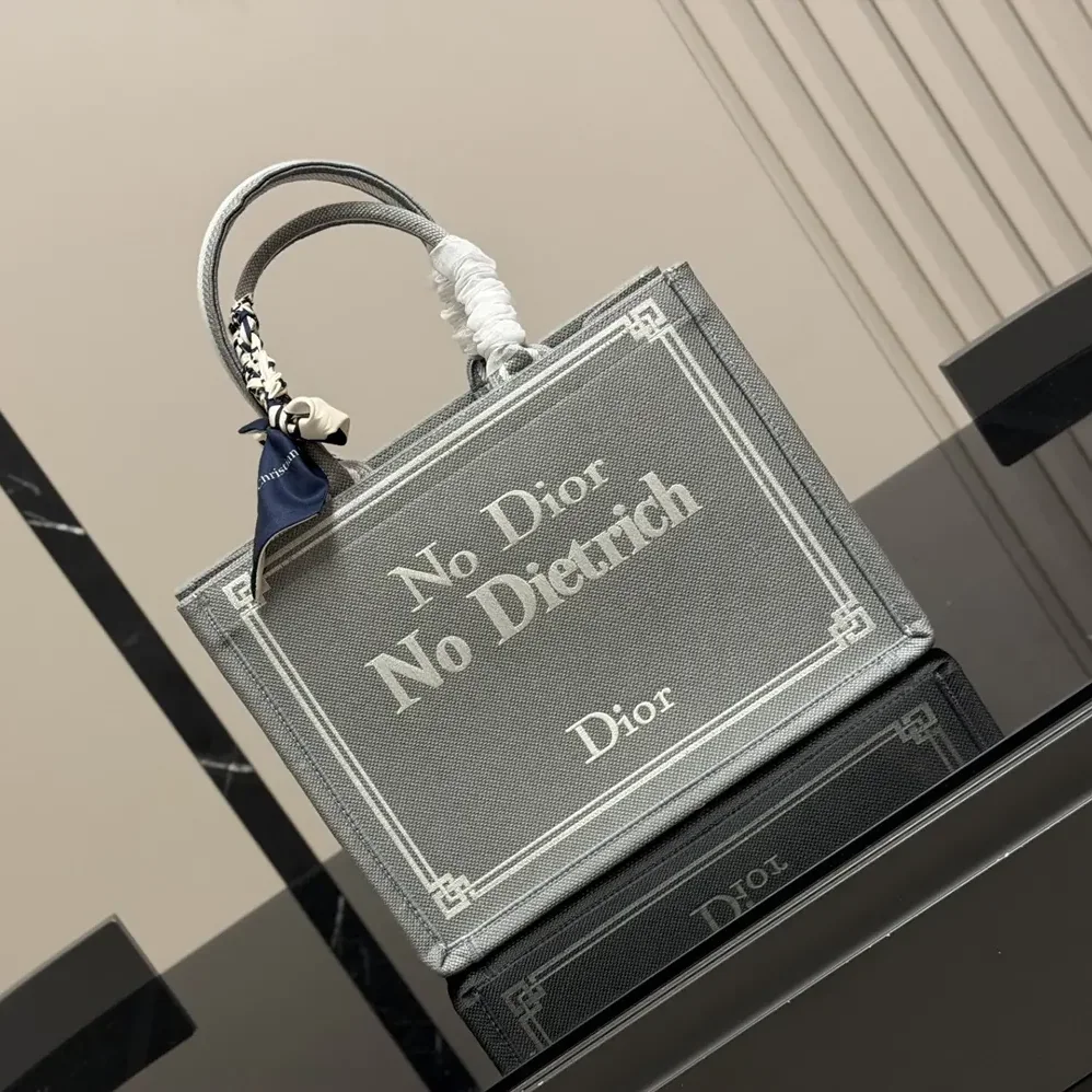 Dior Medium Dior Book Tote with Strap Blue-Greige No Dior No Dietrich Embroidery for Women Dior Medium Dior Book Tote with Strap Blue-Greige No Dior No Dietrich Embroidery for Women