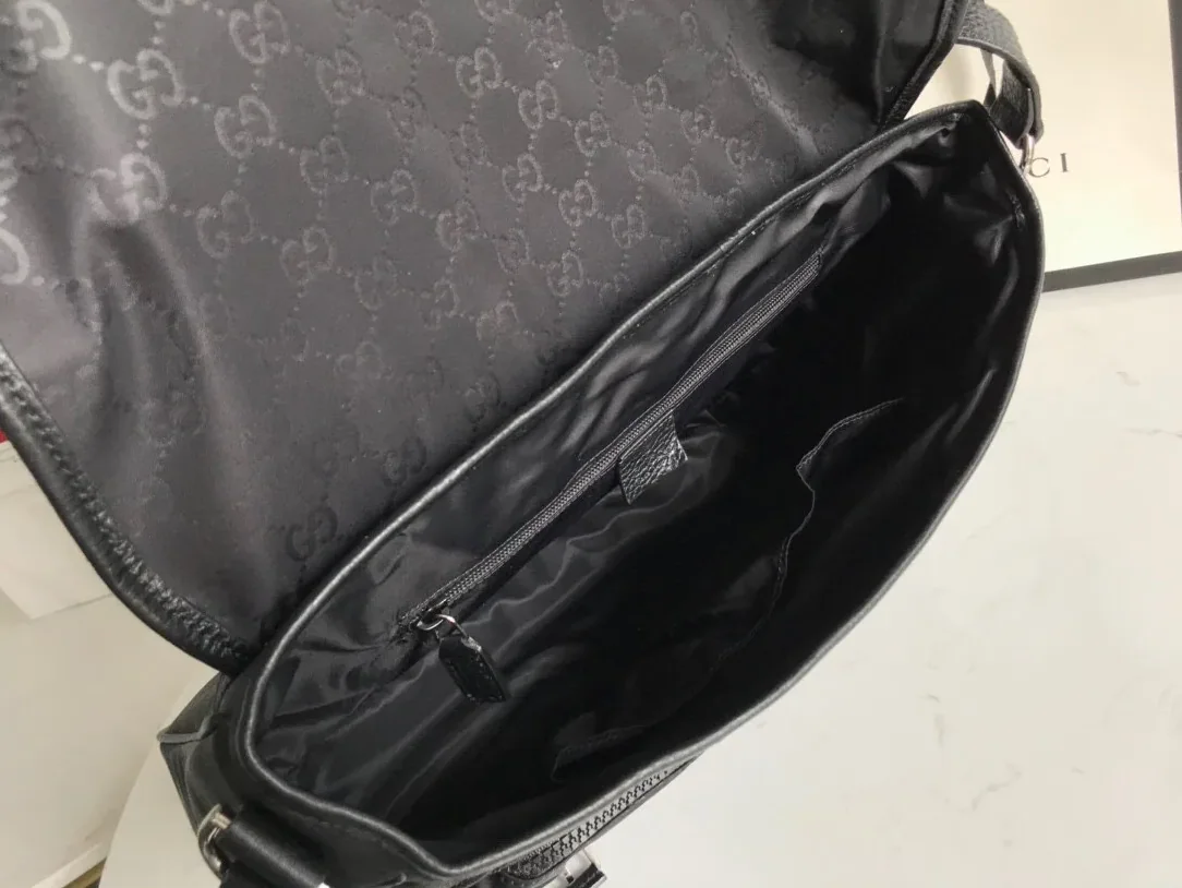 Gucci Shoulder Bag Nylon Shima Black GG Embossed /