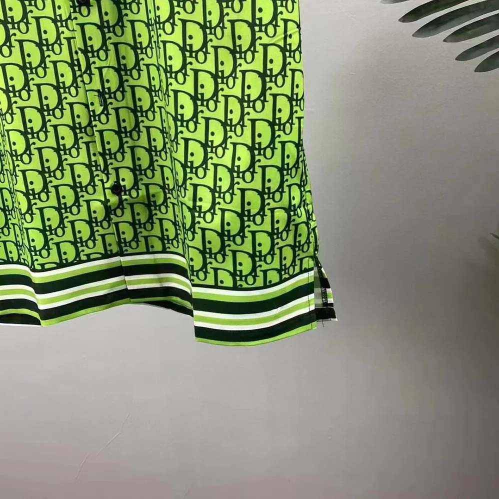 Dior Chez Moi Short-Sleeved Shirt Green Dior Oblique Silk Twill for Men Dior Chez Moi Short-Sleeved Shirt Green Dior Oblique Silk Twill for Men