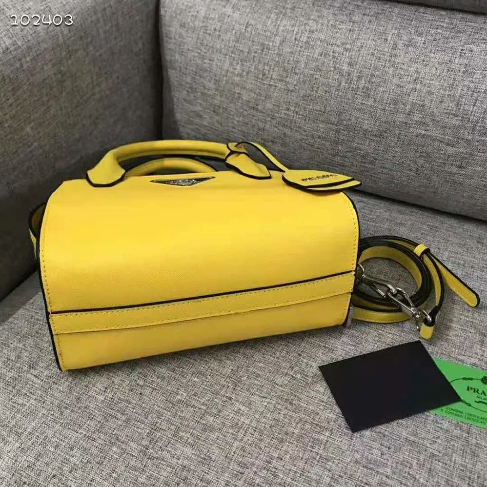 Prada Saffiano leather Prada Kristen Handbag for Women in Yellow Prada Saffiano leather Prada Kristen Handbag for Women in Yellow