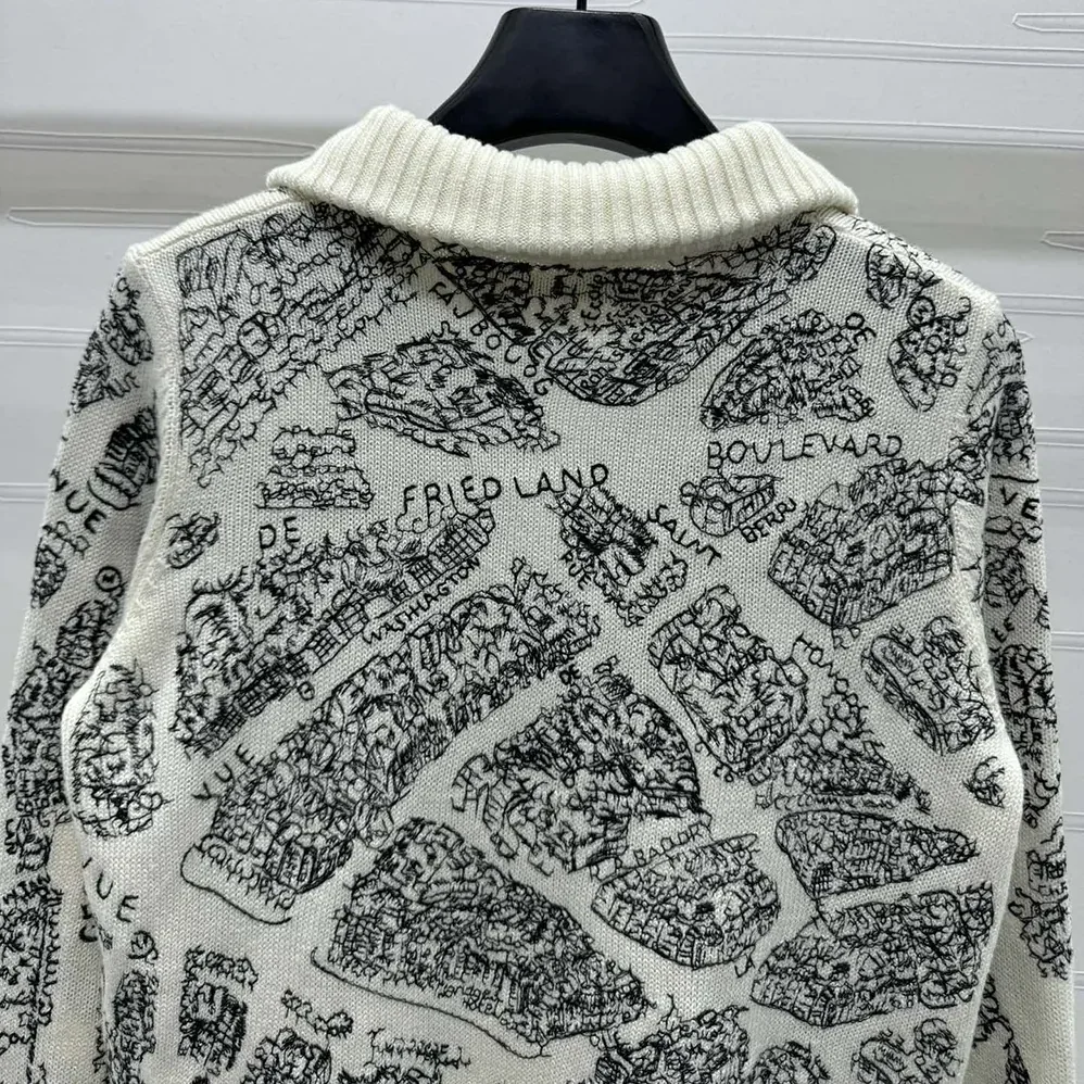 Dior DiorAlps Mock-Neck Cardigan White and Black Wool and Cashmere Knit for Women