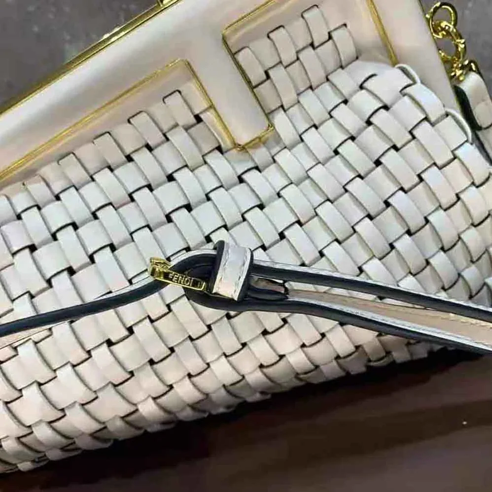 Fendi Fendi First Small Beige Braided Leather Bag for Women