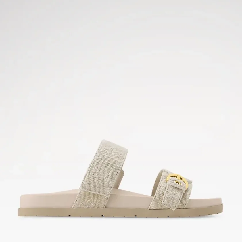 Louis Vuitton Bom Dia Comfort Mules Greige 1AJPGX Louis Vuitton Bom Dia Comfort Mules Greige 1AJPGX