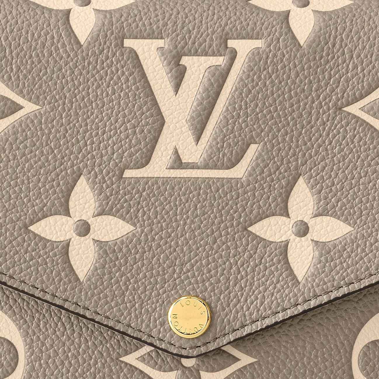 Louis Vuitton Pochette Felicie Shoulder Bag / Tourterelle Gray in Cream Gold Hardware Louis Vuitton Pochette Felicie Shoulder Bag / Tourterelle Gray in Cream Gold Hardware