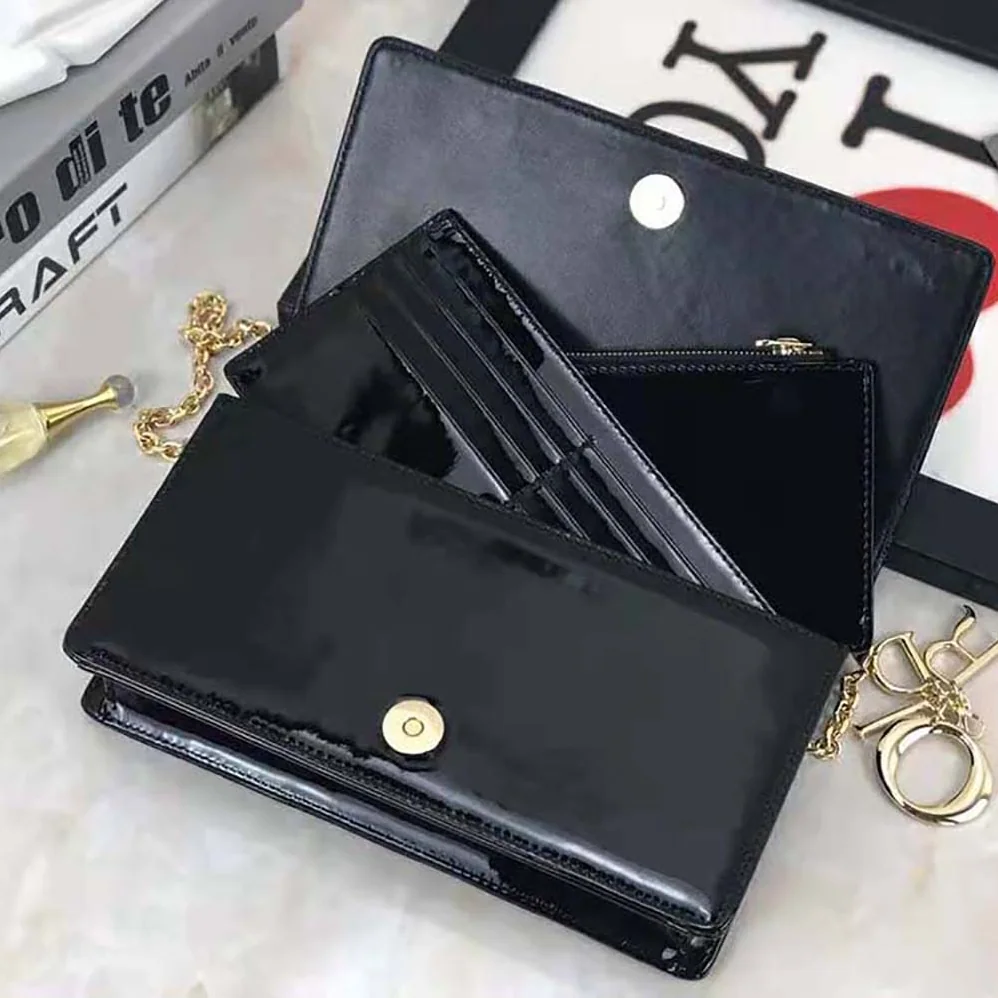 Dior Lady Dior Pouch Patent Cannage Calfskin in Black