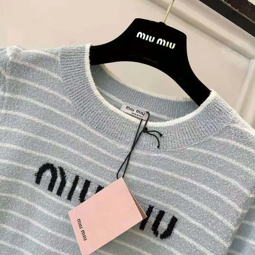 Miu Miu Bouclé Cotton Crew for Women in Neck Sweater Miu Miu Bouclé Cotton Crew for Women in Neck Sweater