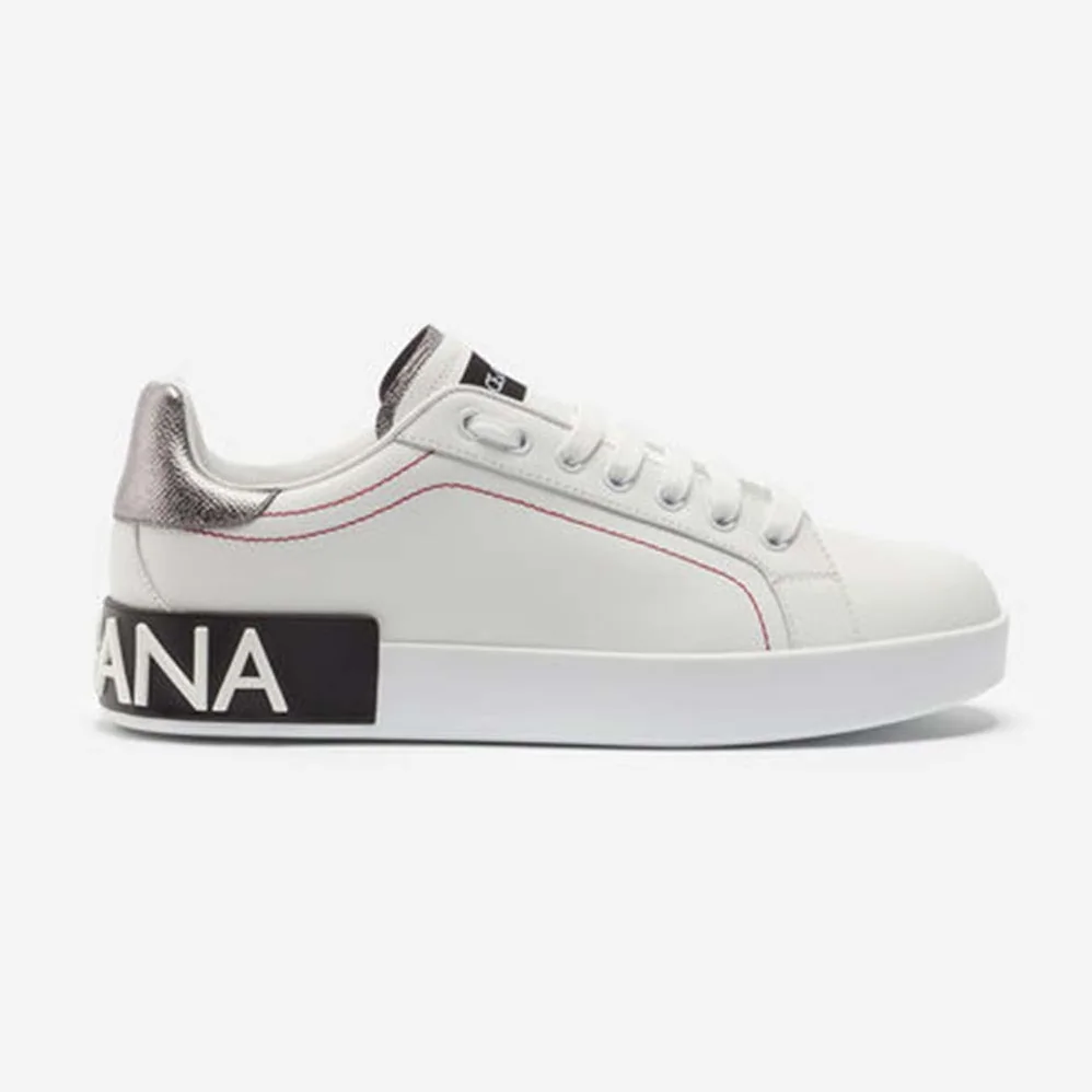 Dolce Gabbana D&G Calfskin Nappa Portofino Sneakers for Women in Silver Dolce Gabbana D&G Calfskin Nappa Portofino Sneakers for Women in Silver