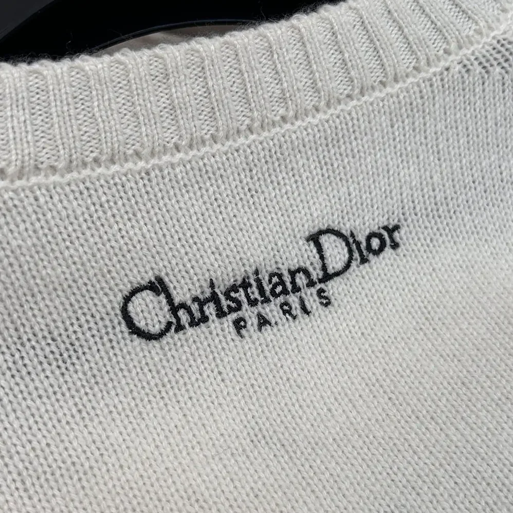 Dior Embroidered Sweater White Cashmere Knit with Multicolor Dior Astral Flowers Motif for Women