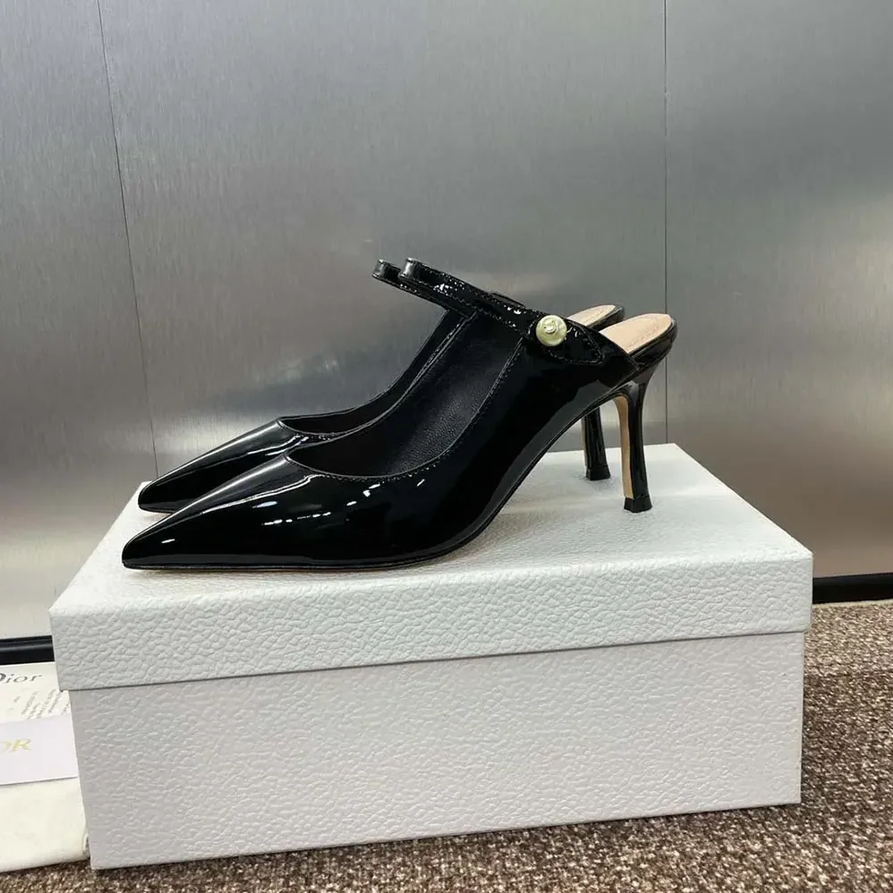 Dior Jolie Dior Heeled Mule Black Patent Calfskin for Women Dior Jolie Dior Heeled Mule Black Patent Calfskin for Women