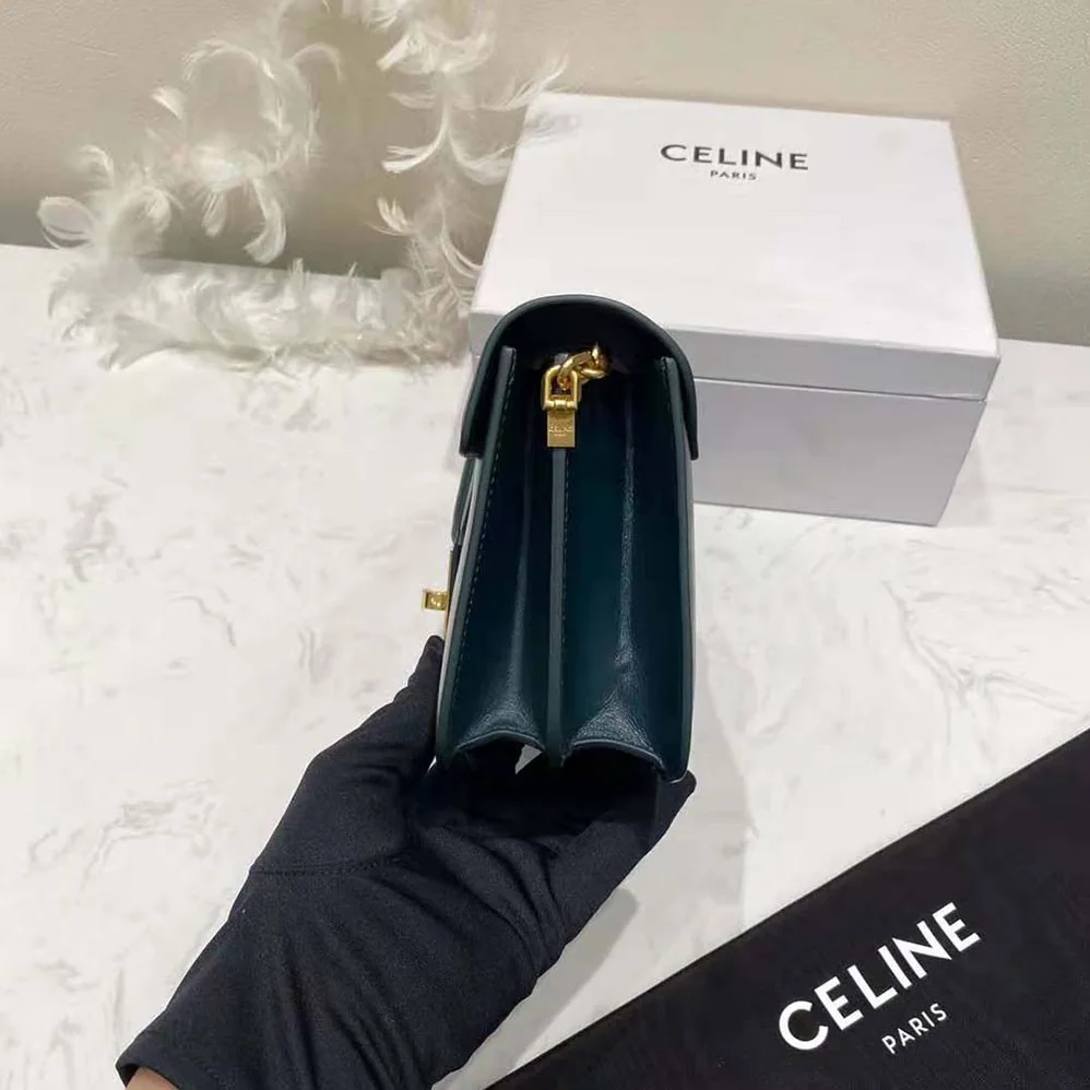Celine Chain Bag 16 in Satinated Calfskin for Women in Green Celine Chain Bag 16 in Satinated Calfskin for Women in Green