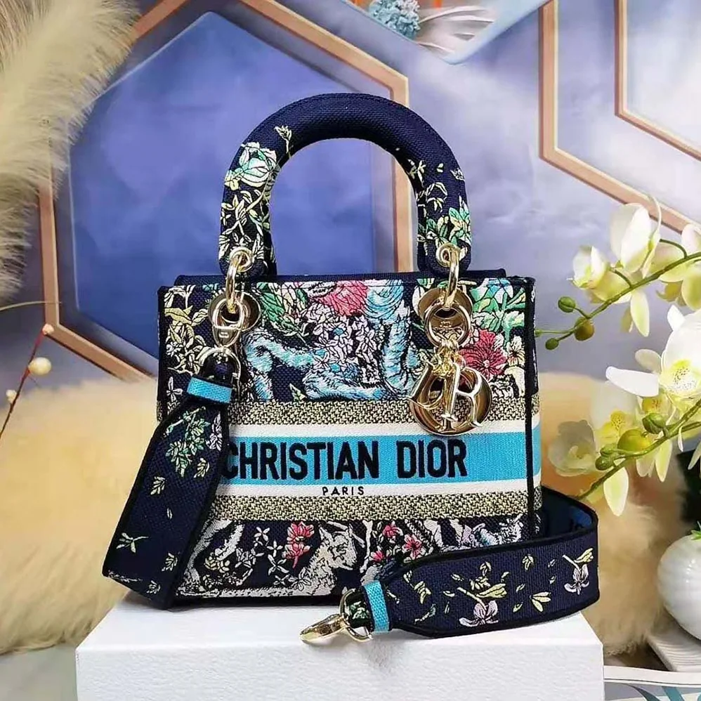 Dior Medium Lady D-Lite Bag Blue Multicolor D for Women in Constellation Embroidery Dior Medium Lady D-Lite Bag Blue Multicolor D for Women in Constellation Embroidery