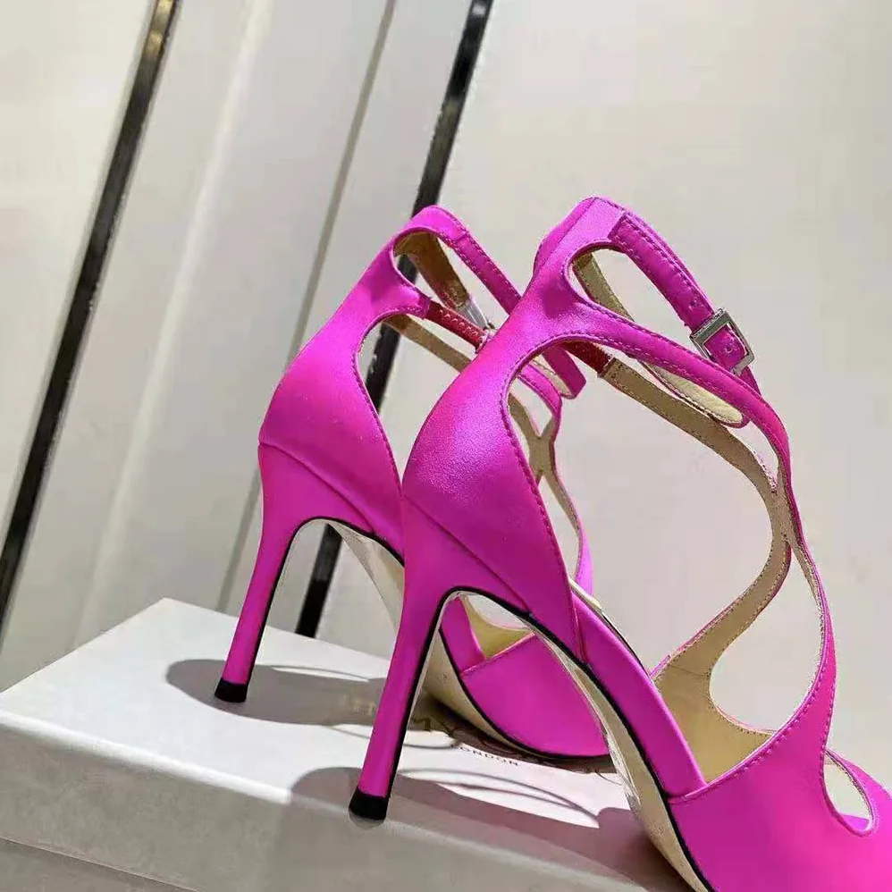 Jimmy Choo Azia 110 Fuchsia Satin Sandals for Women Jimmy Choo Azia 110 Fuchsia Satin Sandals for Women