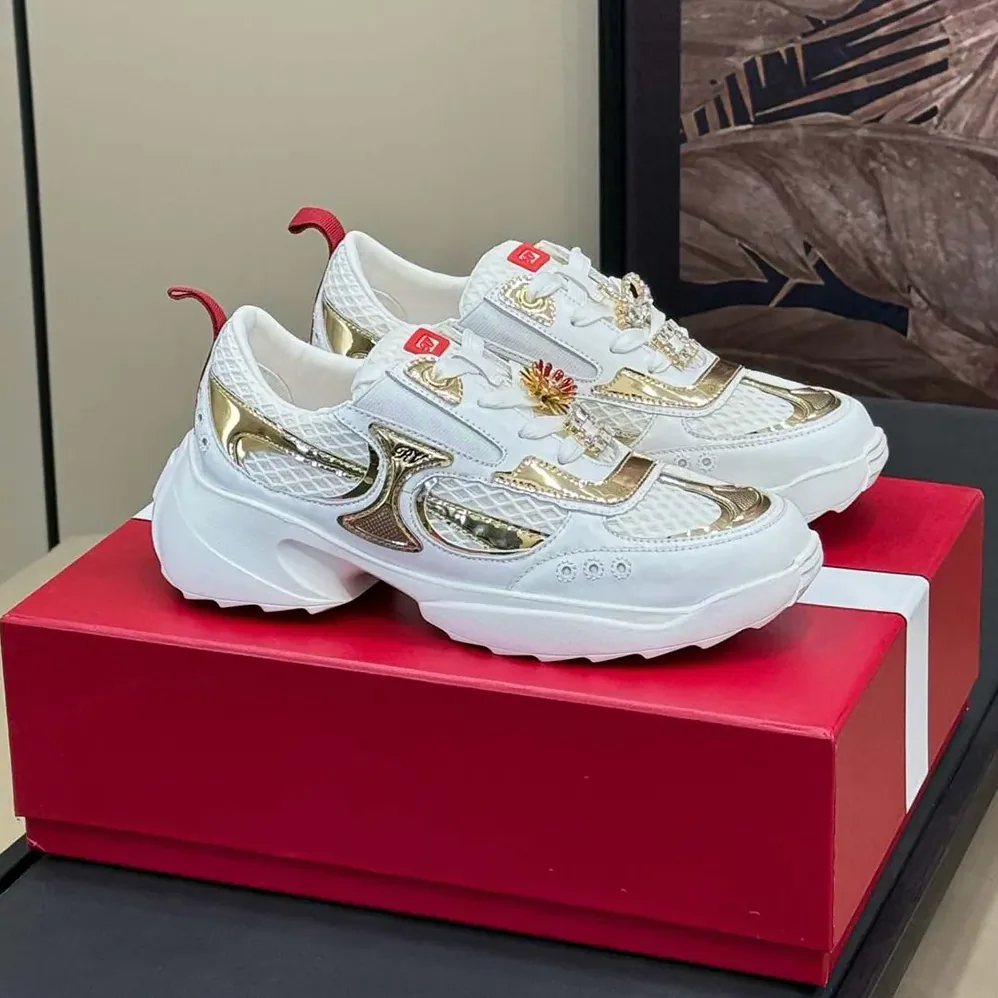Roger Vivier Viv' on the Run Sneakers in Leather and Fabric for Women Roger Vivier Viv' on the Run Sneakers in Leather and Fabric for Women