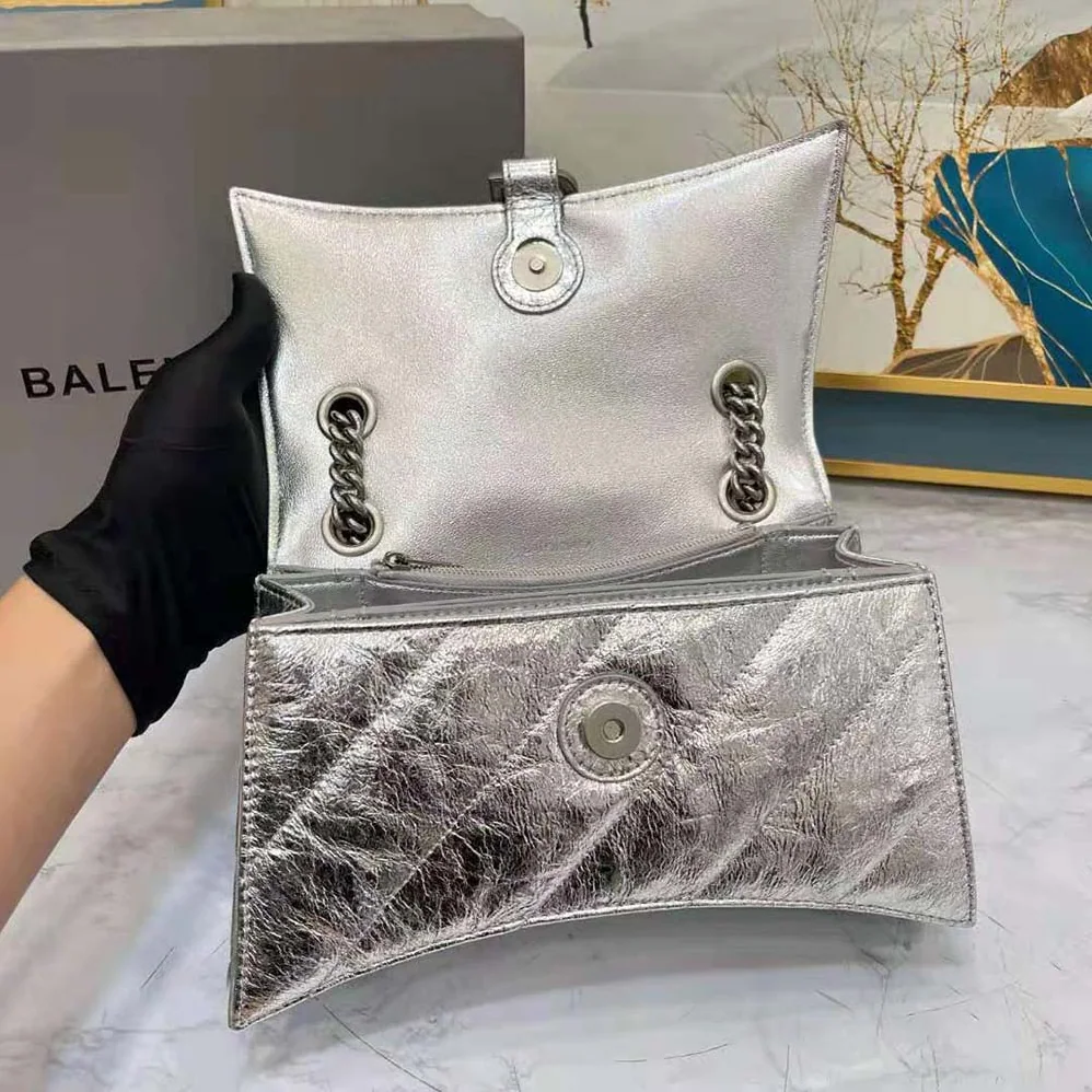 Balenciaga Crush Small Chain Bag Metallized Quilted in Silver for Women Balenciaga Crush Small Chain Bag Metallized Quilted in Silver for Women