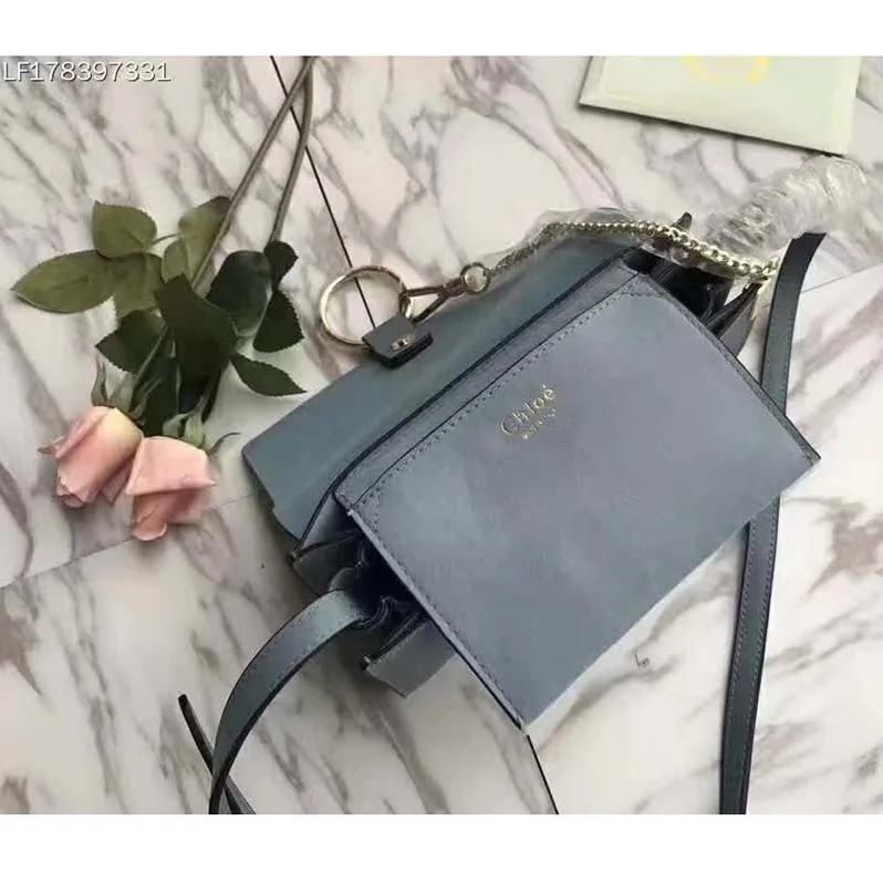 Chloe Faye Small Shoulder Bag in Smooth & Suede Calfskin in Blue Chloe Faye Small Shoulder Bag in Smooth & Suede Calfskin in Blue
