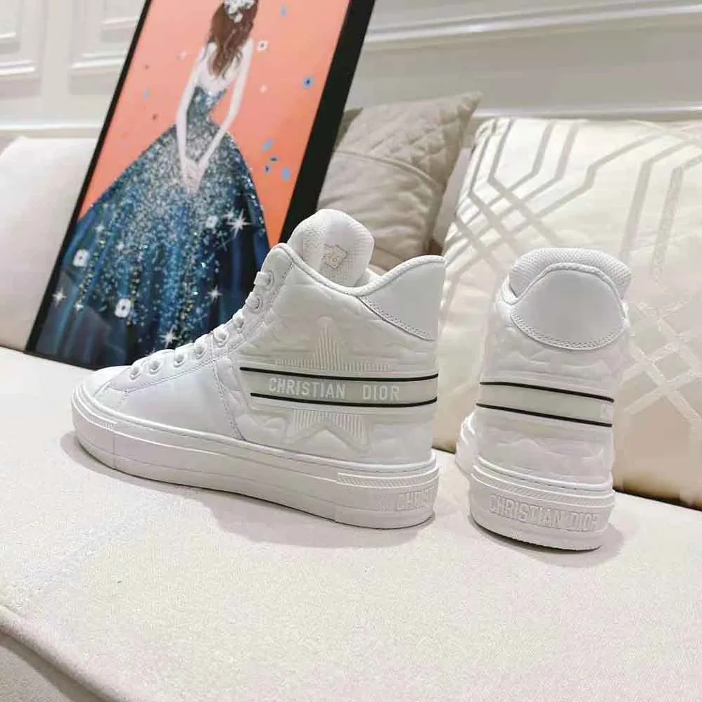 Dior Walk N Dior Star Sneaker White Dior Etoile Embossed Lambskin and Calfskin for Women