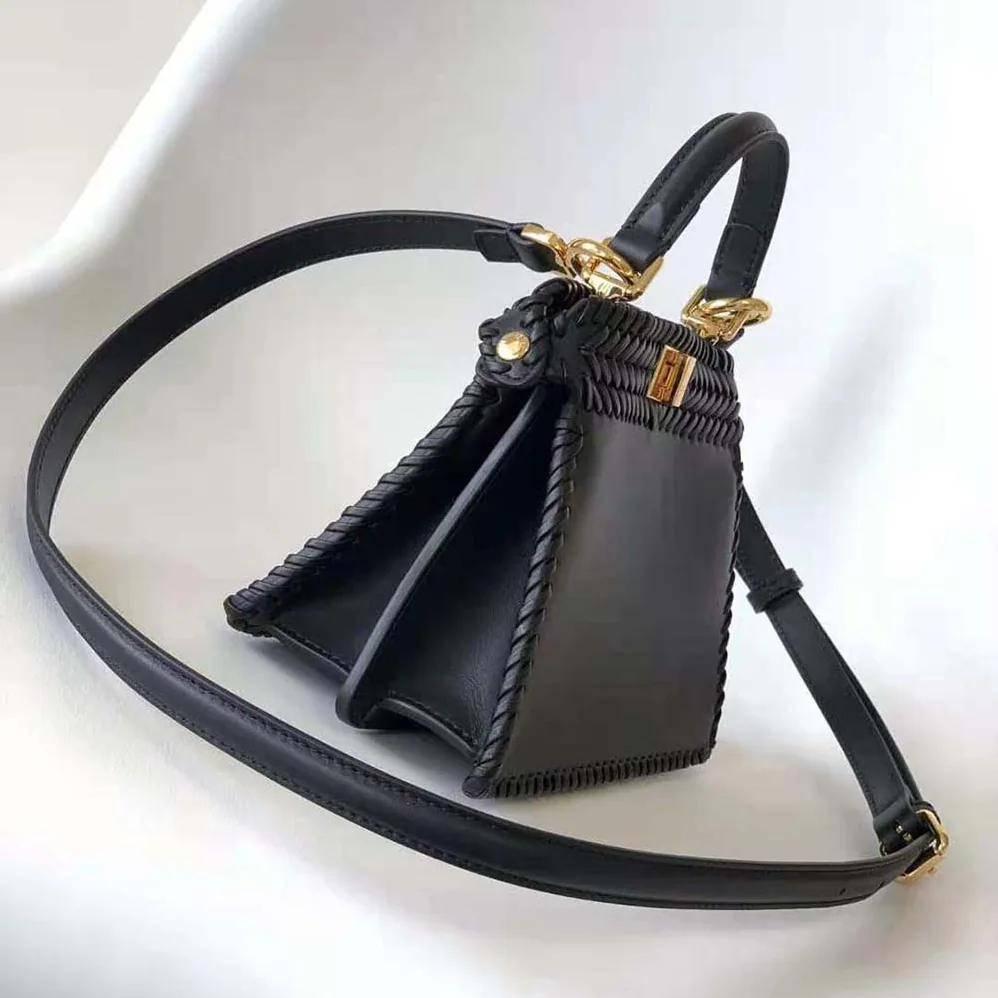 Fendi Peekaboo ISeeU Petite Black Padded Calfskin Leather Bag for Women