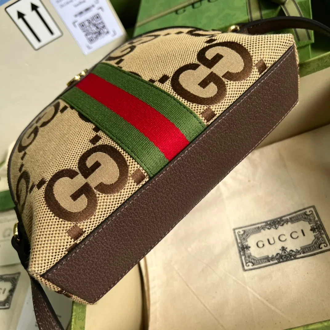 Gucci Ophidia Jumbo GG Small Shoulder Bag Brown