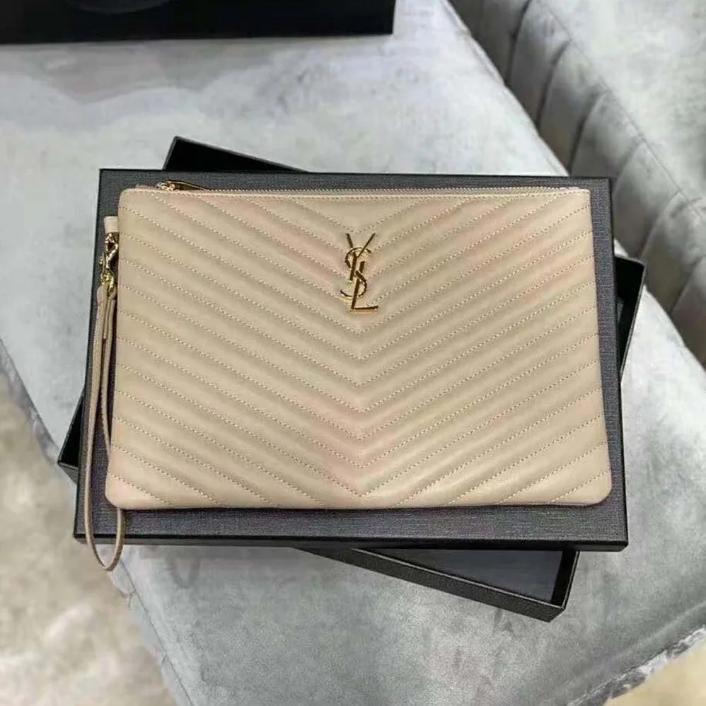Saint Laurent YSL Monogram Tablet Pouch in Quilted Leather for Women Saint Laurent YSL Monogram Tablet Pouch in Quilted Leather for Women