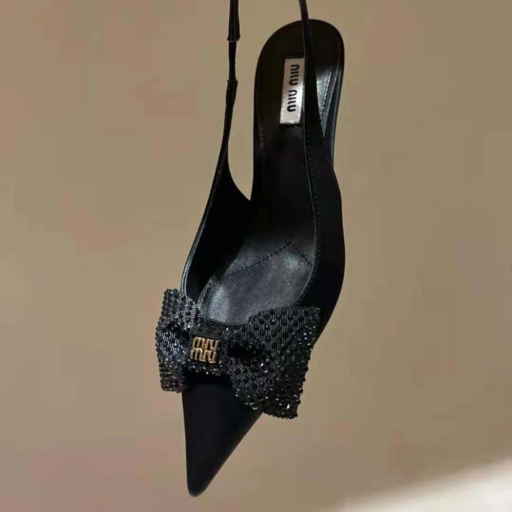Miu Miu Satin Slingback Pumps 55 mm Heel Height for Women in Black