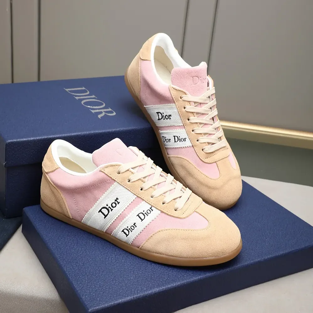 Dior Ribbon Sneaker Pink and Beige Suede Calfskin for Unisex Dior Ribbon Sneaker Pink and Beige Suede Calfskin for Unisex