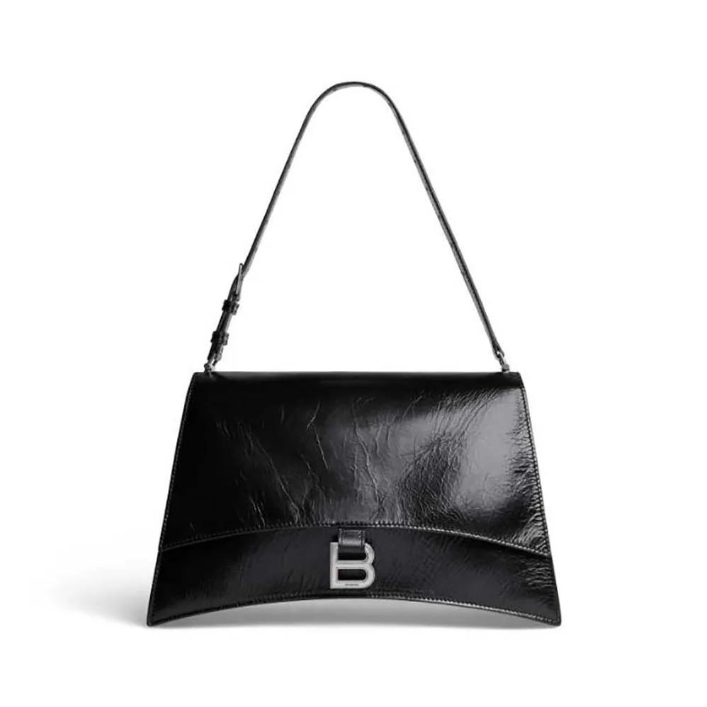 Balenciaga Crush Medium Sling Bag in Black Paper Calfskin for Women