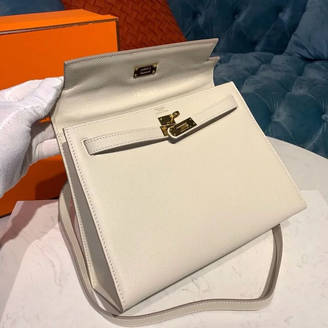 Hermes Kelly Craie Gold Toned Hardware /