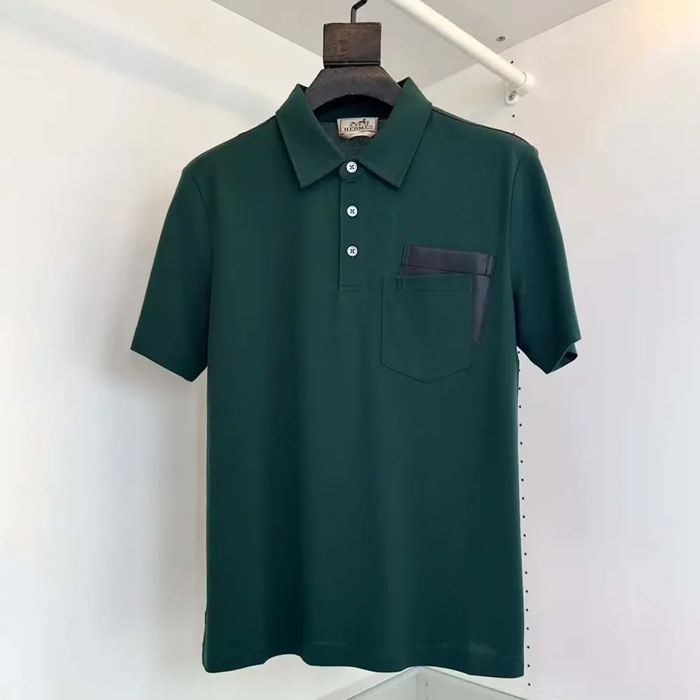 Hermes Polo Shirt with Pocket for Men in Dark Green Hermes Polo Shirt with Pocket for Men in Dark Green