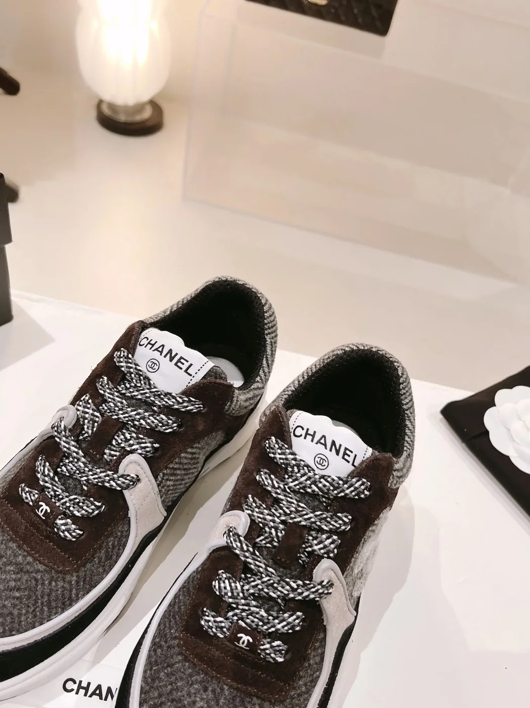 Chanel Wool Stitch Casual C Sneakers Black