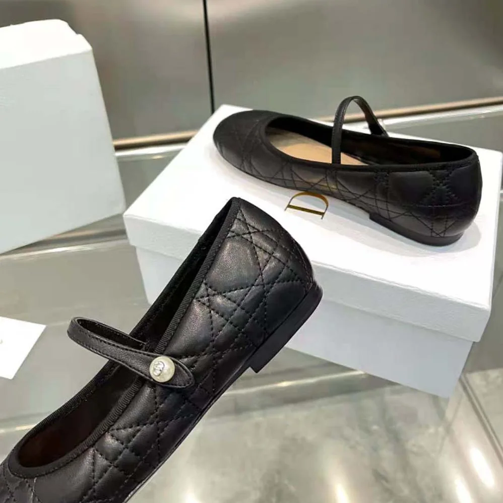 Dior Ballet Flat Black Quilted Cannage Calfskin for Women