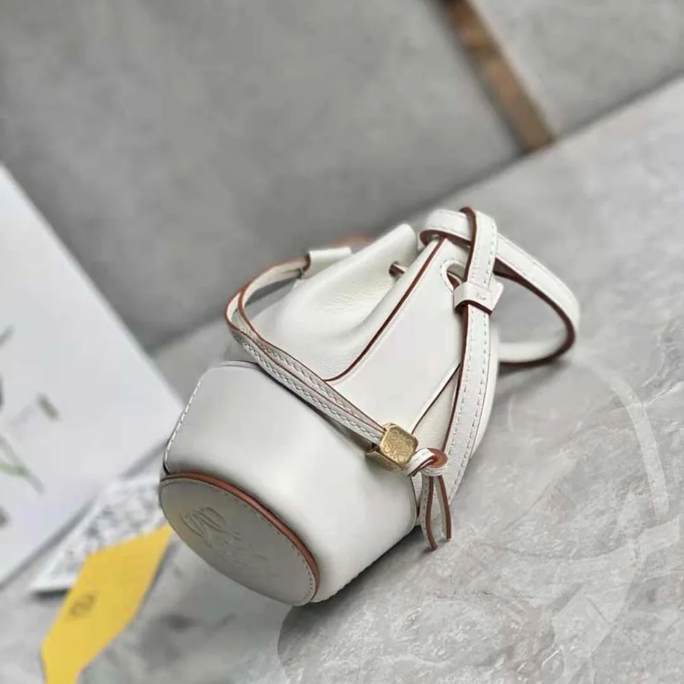 Loewe Nano Balloon Bag in Nappa and Calfskin for Women in White Loewe Nano Balloon Bag in Nappa and Calfskin for Women in White