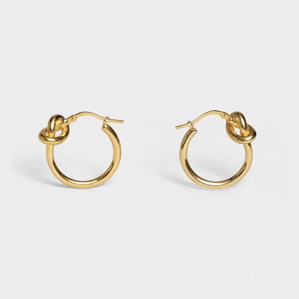 Celine Knot Small Hoops in Brass with Gold Finish for Women Celine Knot Small Hoops in Brass with Gold Finish for Women