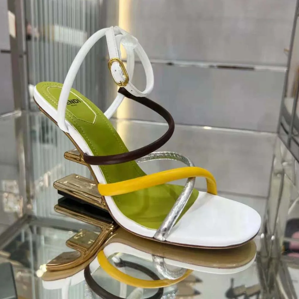 Fendi First White Nappa Leather High for Women in Heeled Sandals