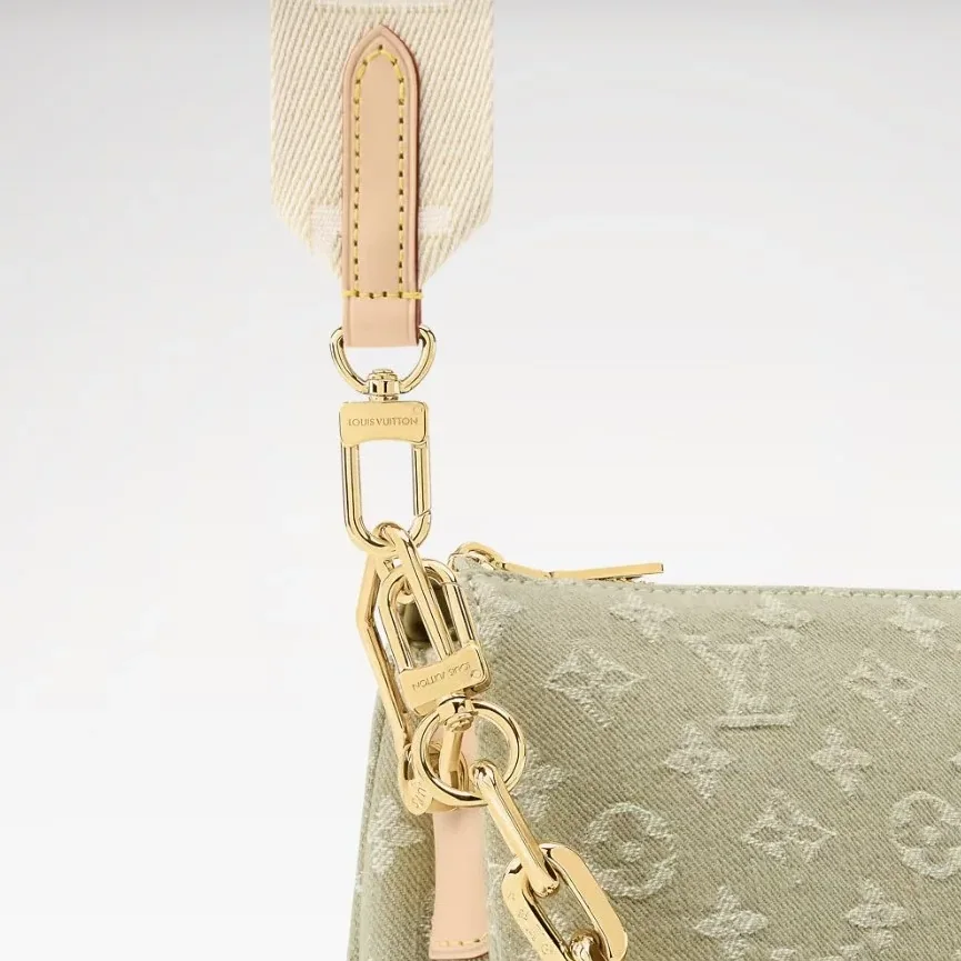 Louis Vuitton Coussin PM Shoulder Bag in Khaki Denim Gold Hardware