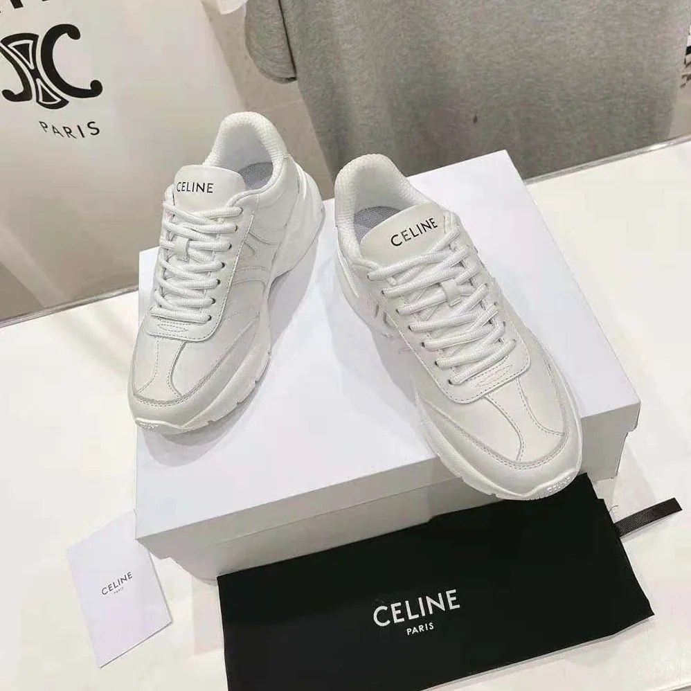 Celine Runner Cr-02 Low Lace-up Sneaker in Calfskin for Unisex in White Celine Runner Cr-02 Low Lace-up Sneaker in Calfskin for Unisex in White