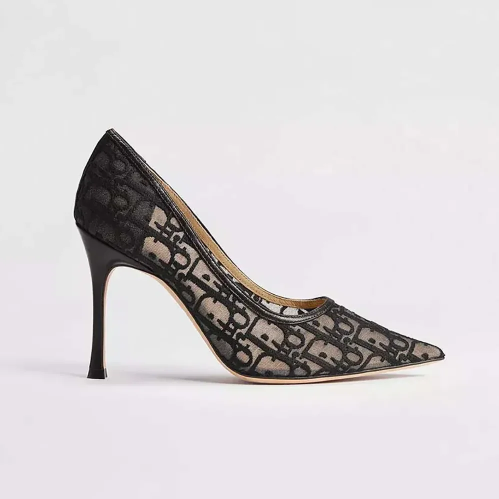 Dior Adiorable Pump Black Dior Oblique Embroidered Mesh for Women