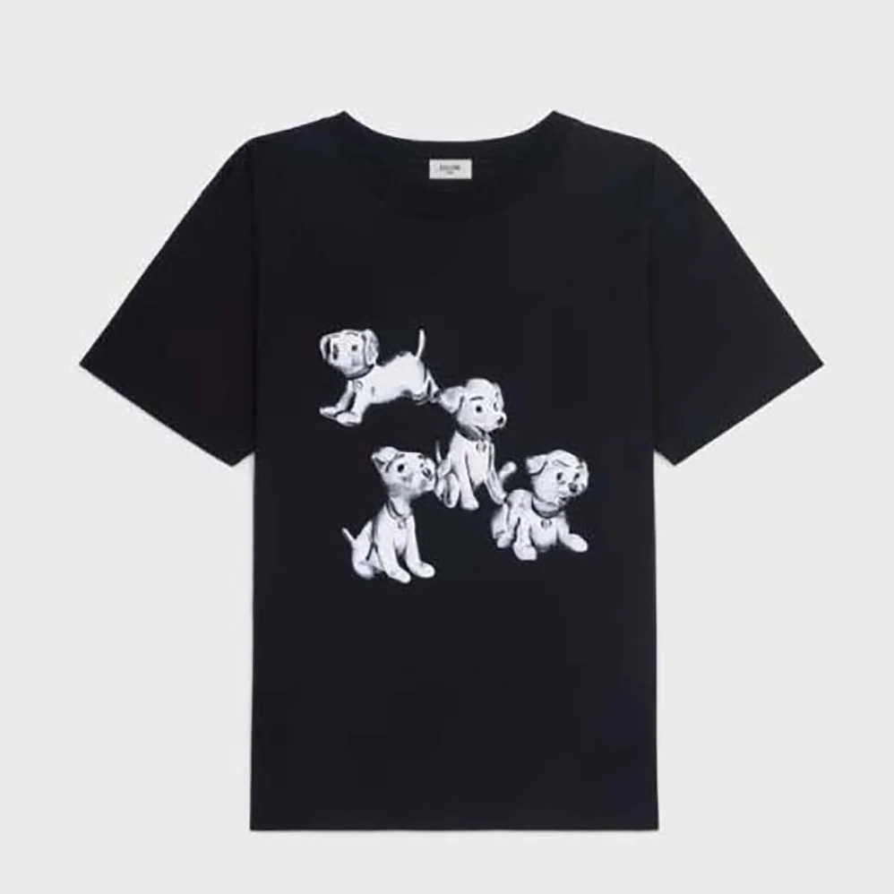 Celine Loose T-shirt in Cotton Jersey with Artist Print for Women in Black