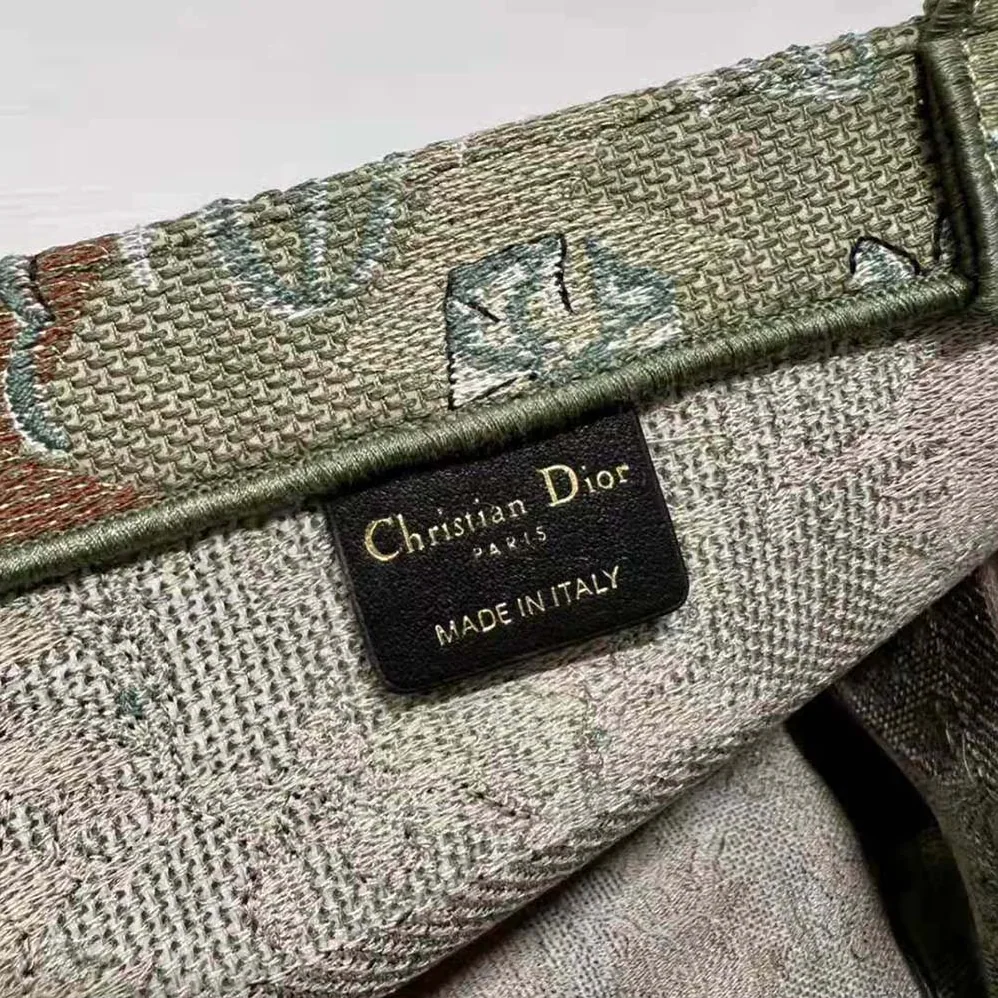 Dior Medium Dior Book Tote Metallic Green Dior Brocart Embroidery for Women Dior Medium Dior Book Tote Metallic Green Dior Brocart Embroidery for Women