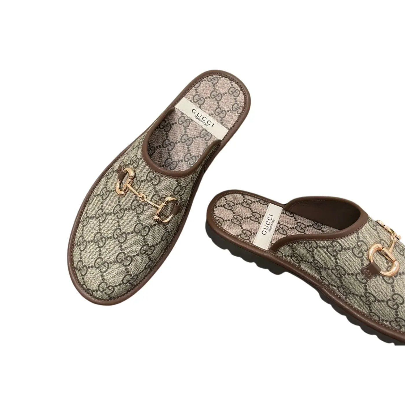 Gucci GG Slipper With Horsebit Gray GG Shoes for Men