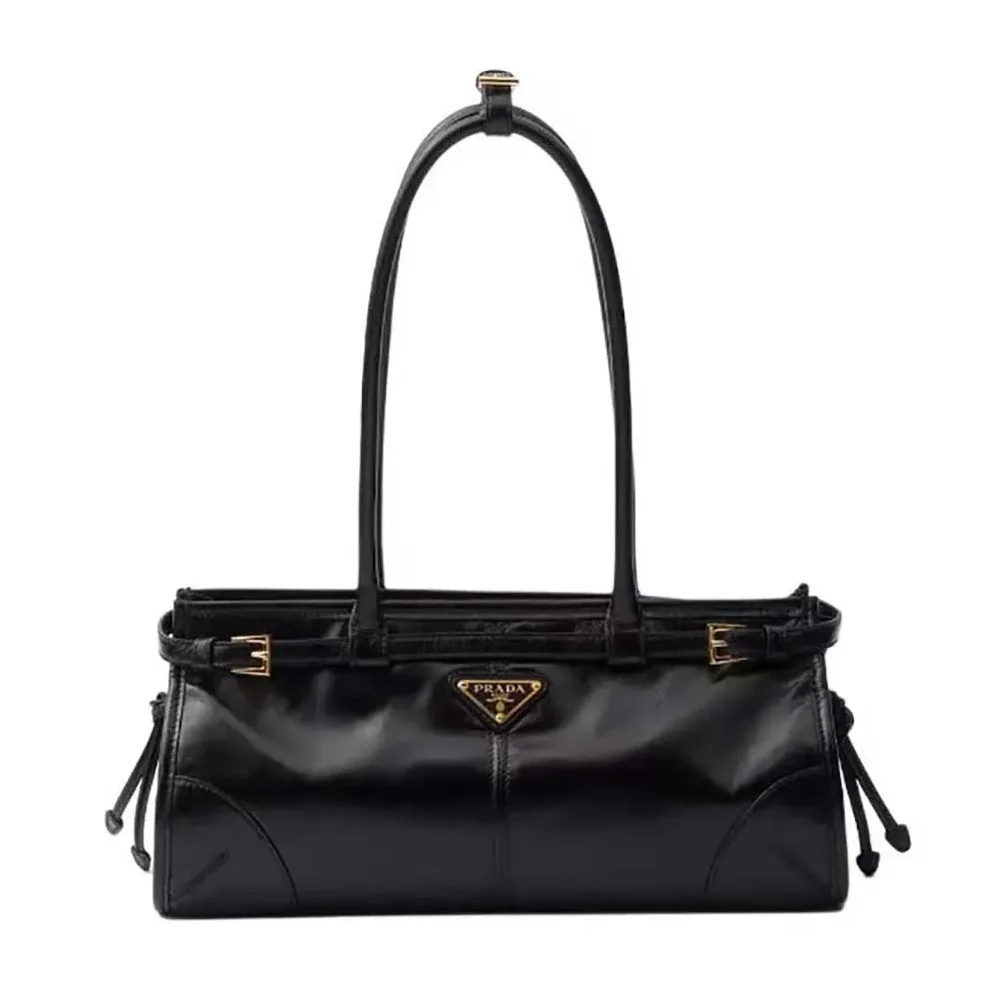 Prada Medium Leather Handbag for Women in Black Prada Medium Leather Handbag for Women in Black