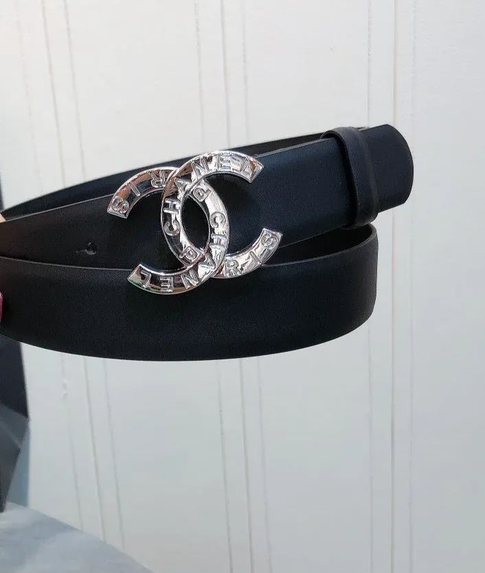Chanel Belt With Double C Buckle Black With Full Silver Hardware for Women