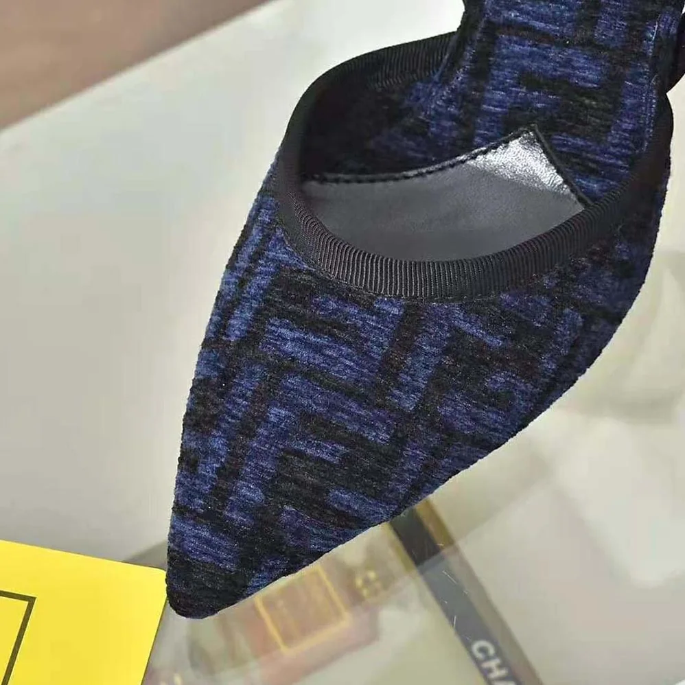 Fendi Colibrì Lite High-heeled Blue FF Chenille Slingbacks for Women