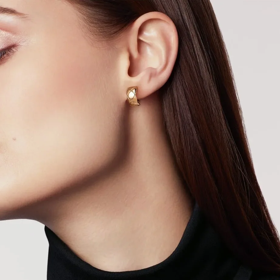 Chanel Coco Crush Earrings Beige Gold