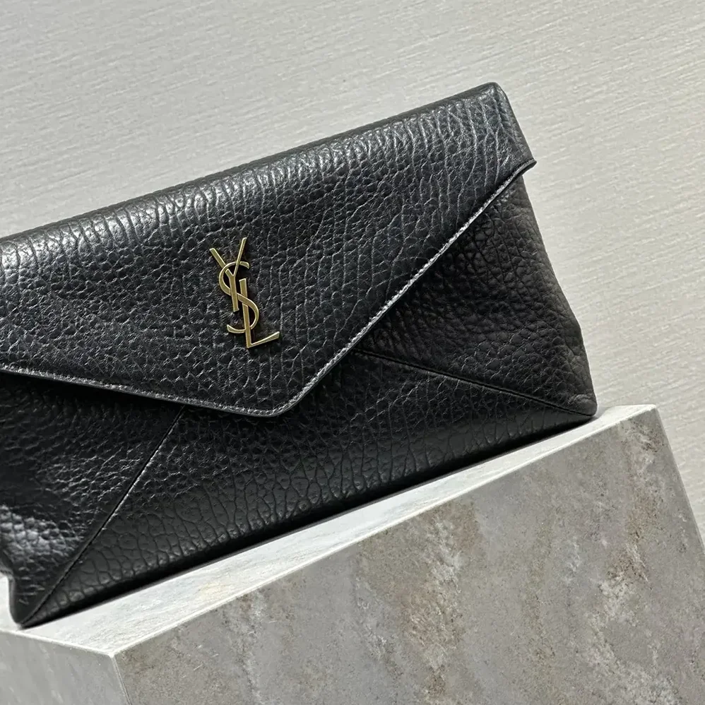 Saint Laurent YSL Cassandre Large Envelope Pouch in Lambskin Black 29cm for Women Saint Laurent YSL Cassandre Large Envelope Pouch in Lambskin Black 29cm for Women