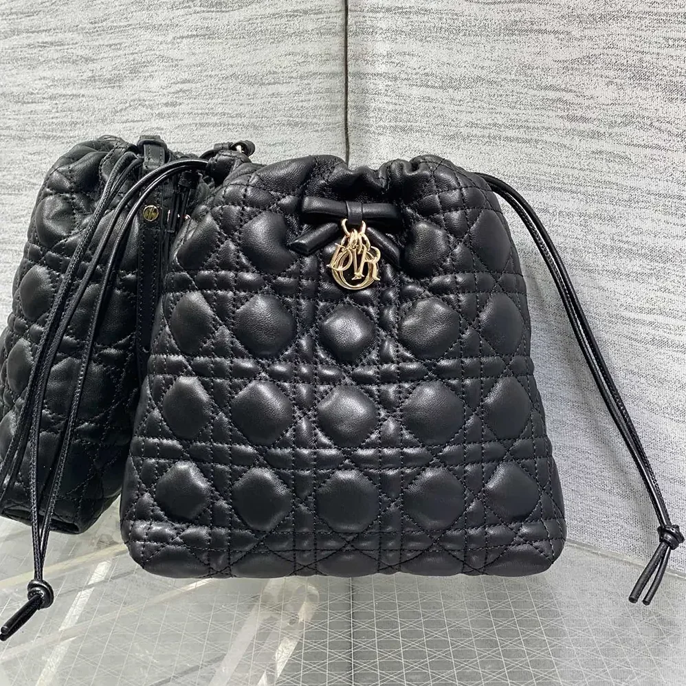 Dior Adiorable Mini Bucket Bag Black Cannage Lambskin for Women Dior Adiorable Mini Bucket Bag Black Cannage Lambskin for Women
