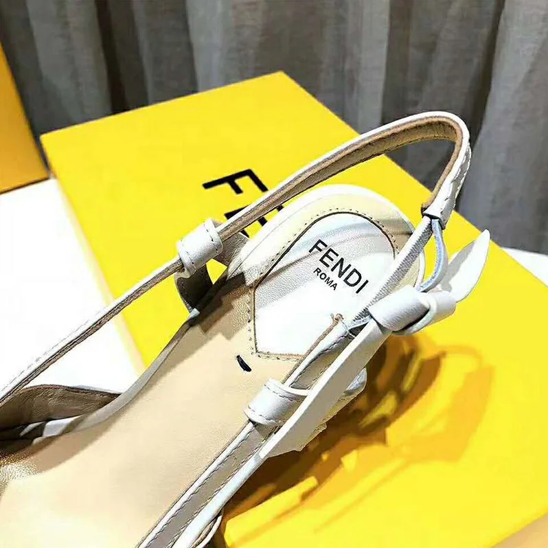 Fendi Shoes Pumps White Leather Slingbacks for Women